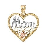 14kt. Yellow Gold & Pink Gold Mom Heart Charm