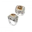 925 Silver & Citrine Square Scroll Ring with 18k Gold Accents- Sizes 6-8
