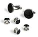 Tuxedo Cufflinks and Studs - Jet Black Round with Silver Trim - Cufflinks/Studs