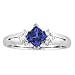 14k White Gold Square Tanzanite and Diamond Ring .78 TCW