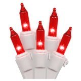 LiteSource 32306 - 20 Light 7.7' White Wire Red Miniature Christmas Light String Set with 3