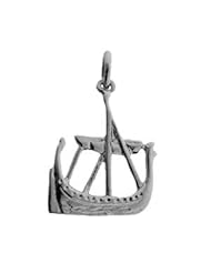 British Jewellery Workshops Silver 21x18mm solid Viking Ship Charm