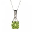 10KT White Gold Fancy Peridot Diamond Pendant Necklace