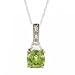 10KT White Gold Fancy Peridot Diamond Pendant Necklace