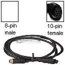Furuno Airmar AIR-033-204 Adapter Cable with one 10-pin female plug and one 8-pin male plug