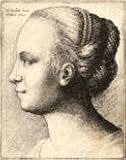 2.75 inch x 2 inch (7.5 x 5cm) Acrylic Fridge Magnet Wenceslaus Hollar - Young woman hair bound with pearls