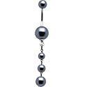 Black Simply Pearls Dangle Belly Ring