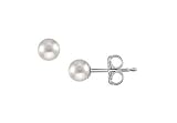 Akoya Cultured Pearl Stud Earrings : 14K White Gold  4 MM