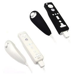 Bargaincell- 2-Piece Value Combo Pack of Permium Protective Silicon / silicone Skin Cover Case for Nintendo Wii Remote Controller and Nunchuk ( Black + Clear)