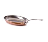Mauviel Cuprinox  Style 14-inch Oval Frying Pan with Cast Stainless Steel Handle