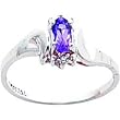 14K White Gold 0.01 cttw Amethyst & Clear Diamond Birthstone Right Hand Ring