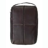Fur Lined Shoe Bag - Leather - Chocolate (Chocolate) (9H x 5.5W x 15L)