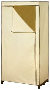 H & L Russel Ltd Kleiderschrank mit Metallrahmen, 150&nbsp;x&nbsp;75&nbsp;x&nbsp;50&nbsp;cm, creme mit karamellfarben abgesetzten R&auml;ndern