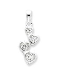 Sterling Silver Graduated CZ Heart Pendant