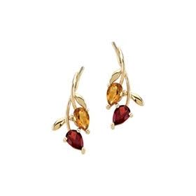 10kt. Yellow Gold, Citrine & Garnet Fashion Earrings by 
