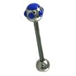 316 Surgical Stainless Steel Barbell with Blue Disco Ball Design Sold as a Pair
