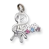 Eiffel Tower Paris Sterling Silver Multi-color Crystal Charm, 18 Stainless Steel Necklaces