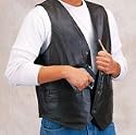 Leather Gun Vest Made of Fine Cowhide Leather, This Concealment Vest Offers Supreme Comfort While Bolstering Your Firearm in Two Inside Pockets.