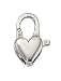14mm Sterling Silver Heart Shape Lobster Claw Clasp - Pack Of 1
