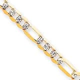 14k 5.50mm Pave Figaro Chain Necklace - 18 Inch