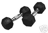 Rubber Hex 20 lb. Dumbbells with Chrome Handles
