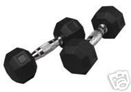 Rubber Hex 20 lb. Dumbbells with Chrome Handles