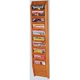 10 Pocket Magazine Wall Rack - Medium Oak Finish (Medium Oak) (48