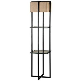 Planar Glass Shelf Display Case Floor Lamp