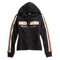 Harley-Davidson&reg; Women's Black Long Sleeve Activewear Hoodie Sweatshirt. Embroidered Graphics. 99059-07VW