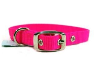 HAMILTON SINGLE NYLON DOG COLLAR HOT PINK 5/8 X 16