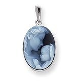 14k White Gold Heavens Gift Agate Cameo Pendant