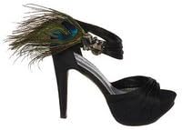 Johnathan Kayne Women's Peacock Platform Sandal,Black Silk,5 M US