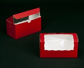 Dress My Cupcake Double Standard Red Cupcake Box and Holder (With Window), Set of 100 - Holder, Box, Carrier, Display