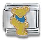 Clearly Charming Yellow Dancing Bear Grateful Dead Italian Charm Bracelet Link
