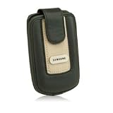 Samsung OEM Universal Two Toned Champagne/Black Leather Pouch Case for Samsung WT17200000131