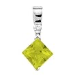 14K White Gold Peridot and Diamond Pendant