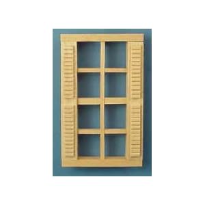 Miniature 1/2-Inch Scale 8-Light Window with Shutters