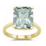 1.24 Cts Green Amethyst Solitaire Ring in 14K Yellow Gold