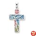 Sterling Silver Mulitcolored Shell Cross Pendant with 20 Inch Sterling Silver Chain