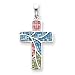 Sterling Silver Mulitcolored Shell Cross Pendant with 20 Inch Sterling Silver Chain
