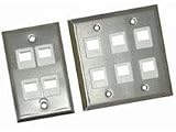 C2G 8-PORT DOUBLE GANG MULTIMEDIA KEYSTONE WALL PLATE - STAINLESS STEEL 37099