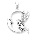 Sterling Silver Antiqued Moon Fairy Pendant