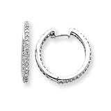14k White Gold Diamond Hoop Earrings