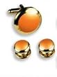 Tuxedo Cufflinks and Studs, Orange in Gold Setting