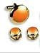 Tuxedo Cufflinks and Studs, Orange in Gold Setting