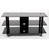 Review Stacks and Stacks  / 42 inch and Below Plasma TV Stand Black tempered Glass TV Stand with Casters (Black Glass and aluminum) (23