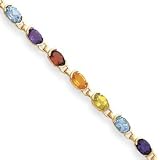 14k Gemstone Rainbow Bracelet - Lobster Claw - JewelryWeb