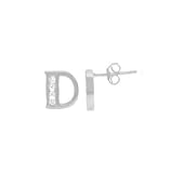.925 Sterling Silver CZ Initial Earrings D