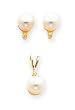 14k Cult. Pearl .03ct. Diamond Set -18 Inch Pendant Earrings
