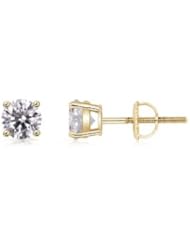 0.75 ct Solitaire Diamond Stud Earrings in Yellow Gold